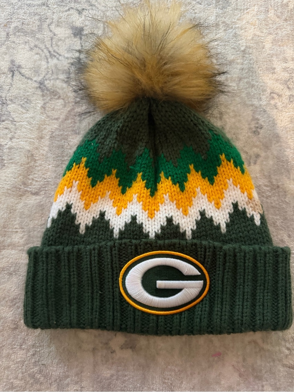 NFL Dark Green Gold White Pom Cuff Beanie with Team G Patch